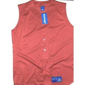 NEW Mizuno  Baseball Mesh Vest Full Button Size Medium Red High Performance